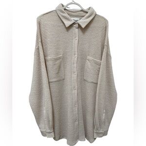✨ NWT Kuwalla Tee Waffle knit oversized button shirt XL